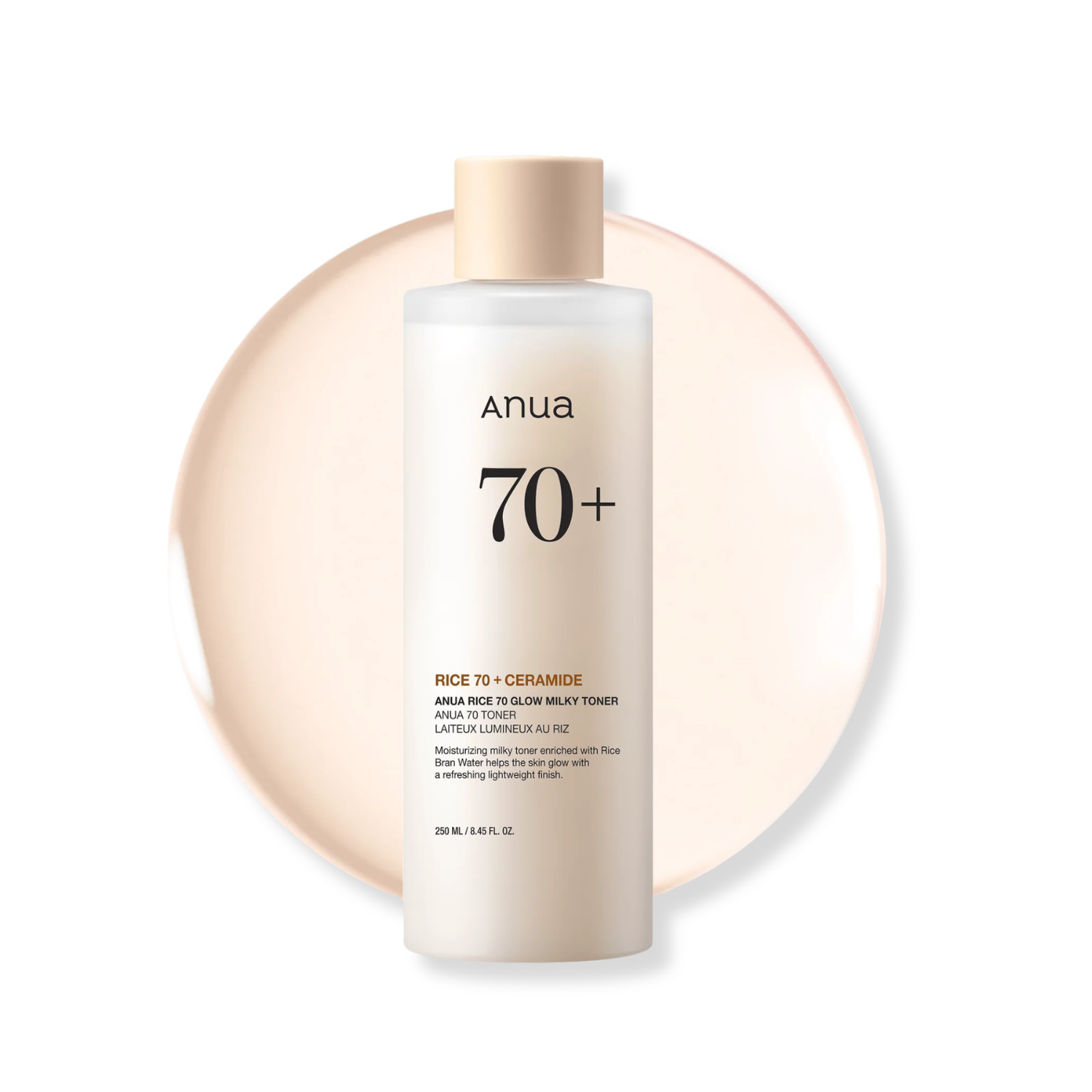 Anua skincare product bottle on a white background