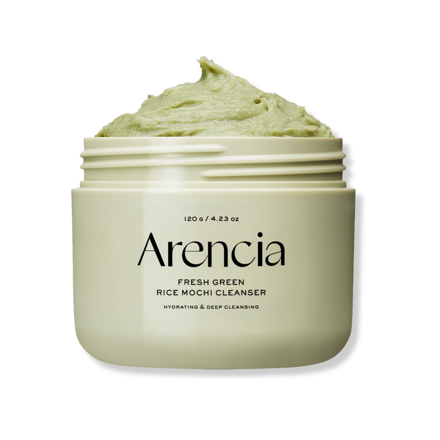 Jar of Arencia Fresh Green Rice Mochi Cleanser on a white background