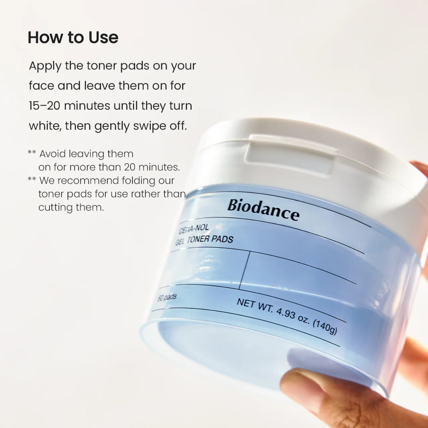 Biodance toner pads container with usage instructions on a white background