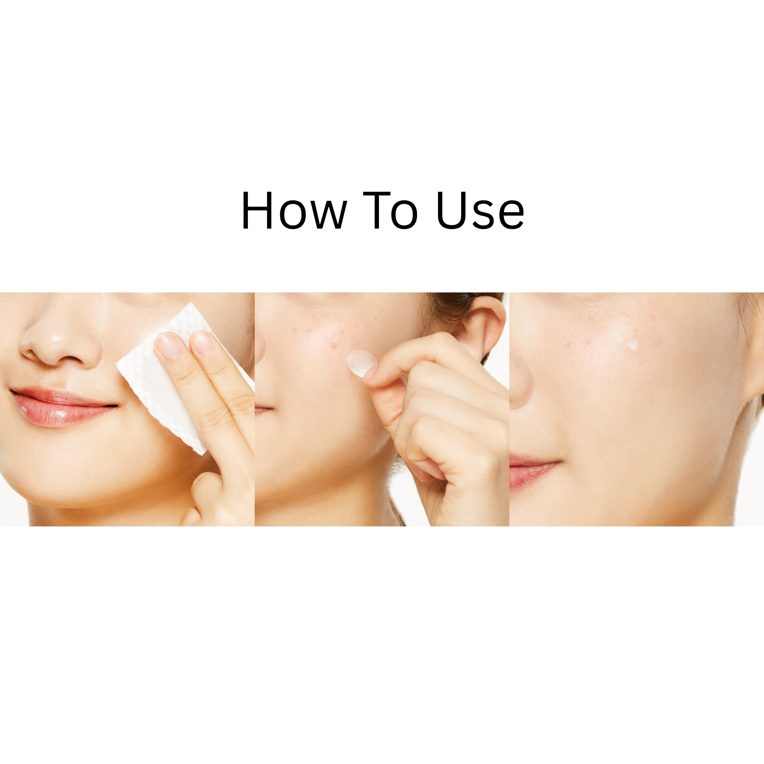 Step-by-step guide on how to use a skincare product with close-up shots of application.