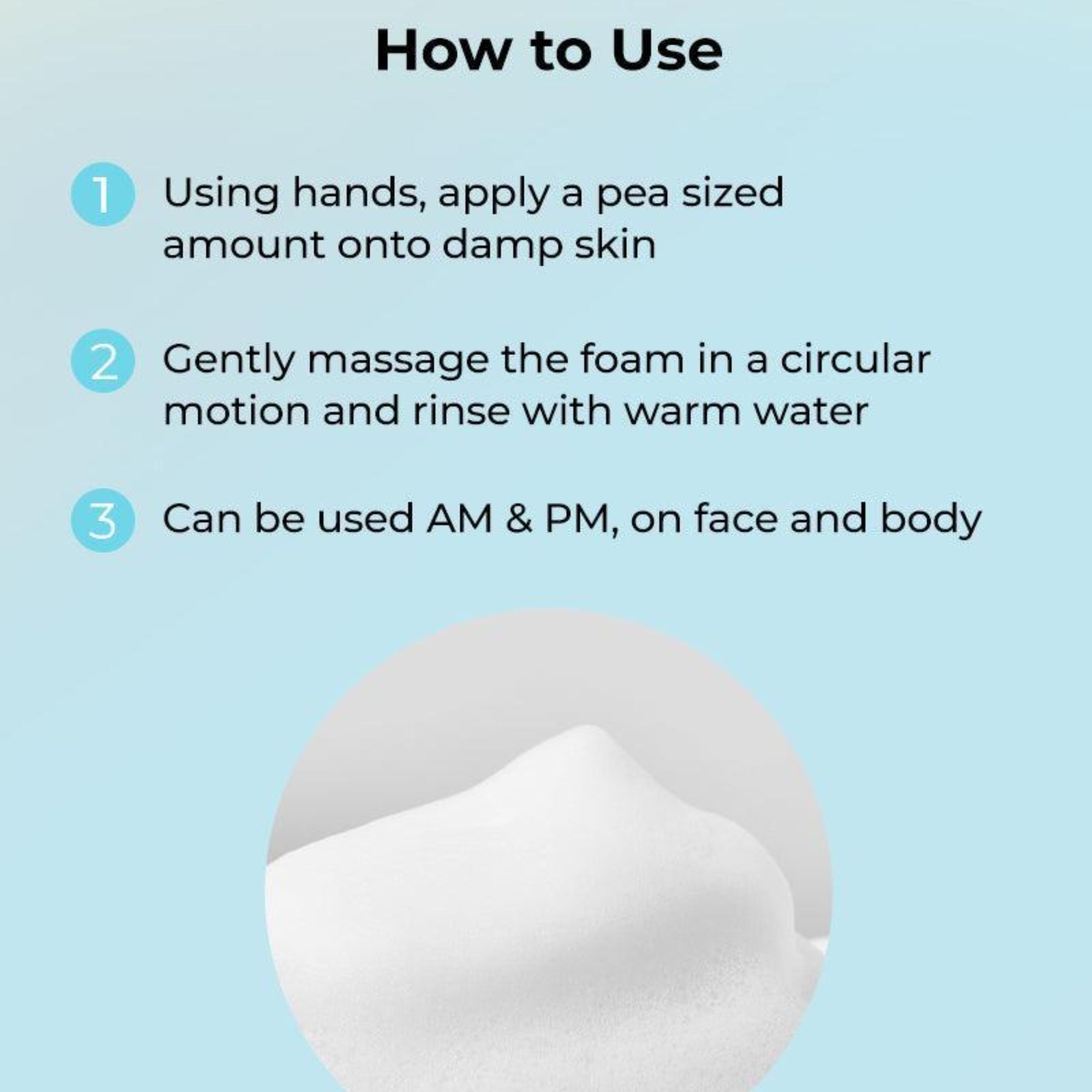 Instructions on how to use a skincare product with a blue background