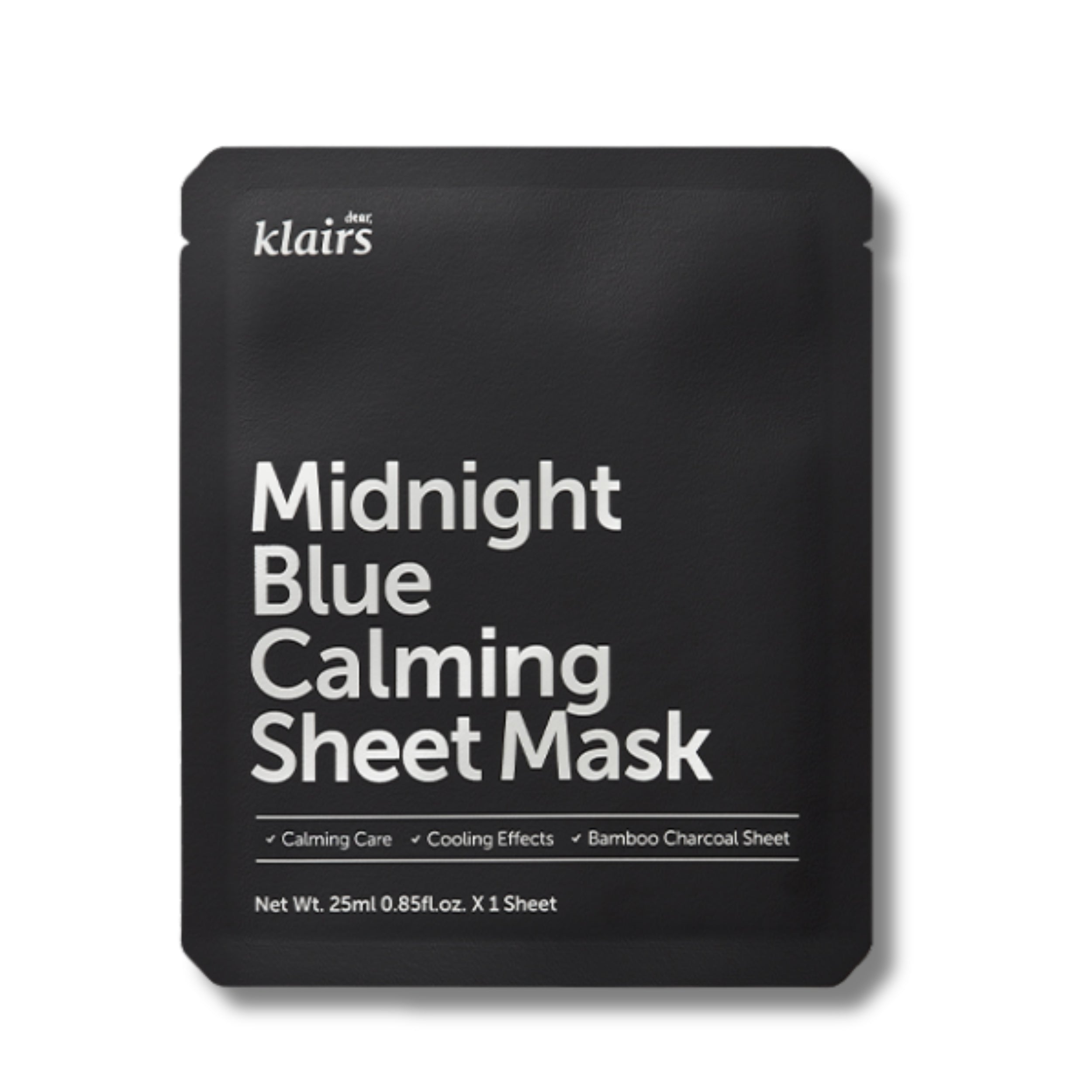 Klairs Midnight Blue Calming Sheet Mask packaging on a white background