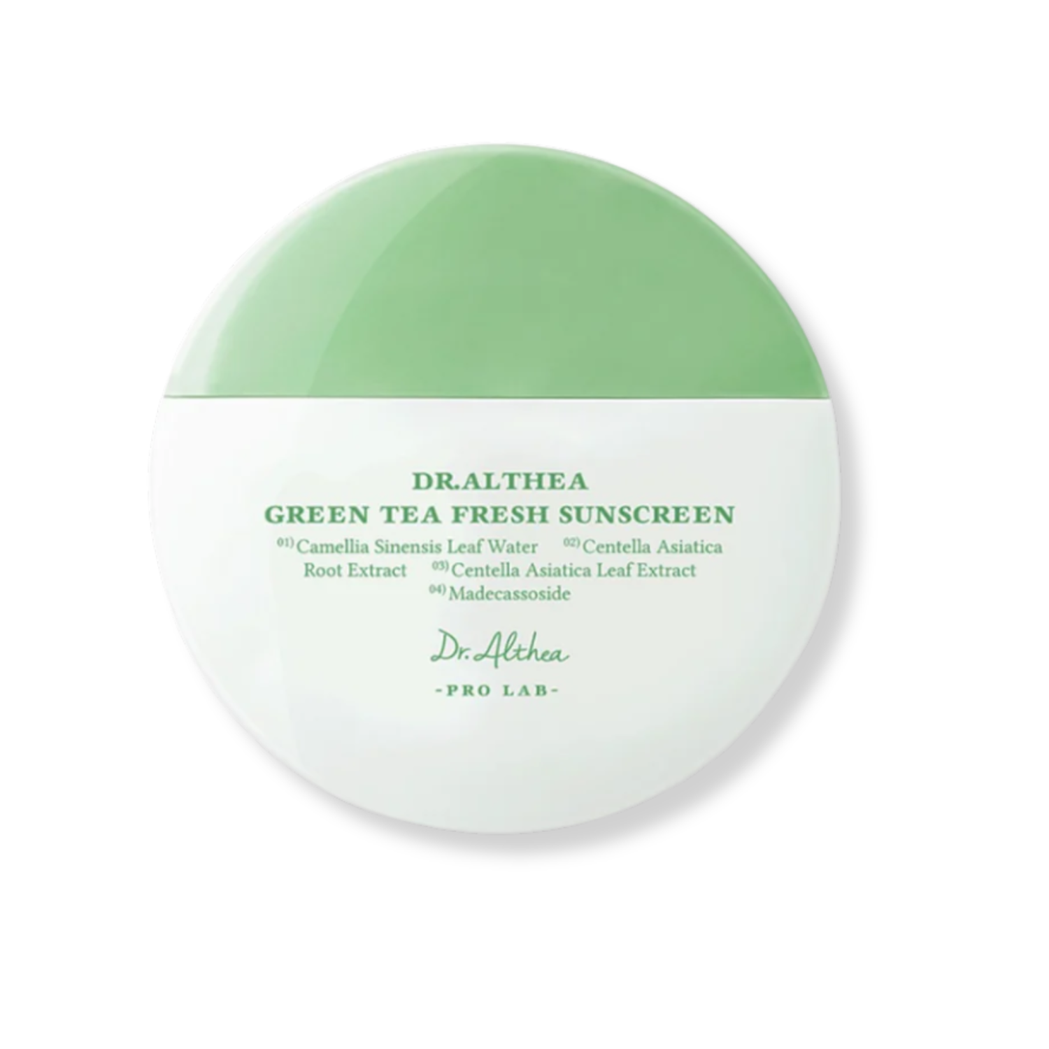 Dr. Althea Green Tea Fresh Sunscreen packaging on a white background