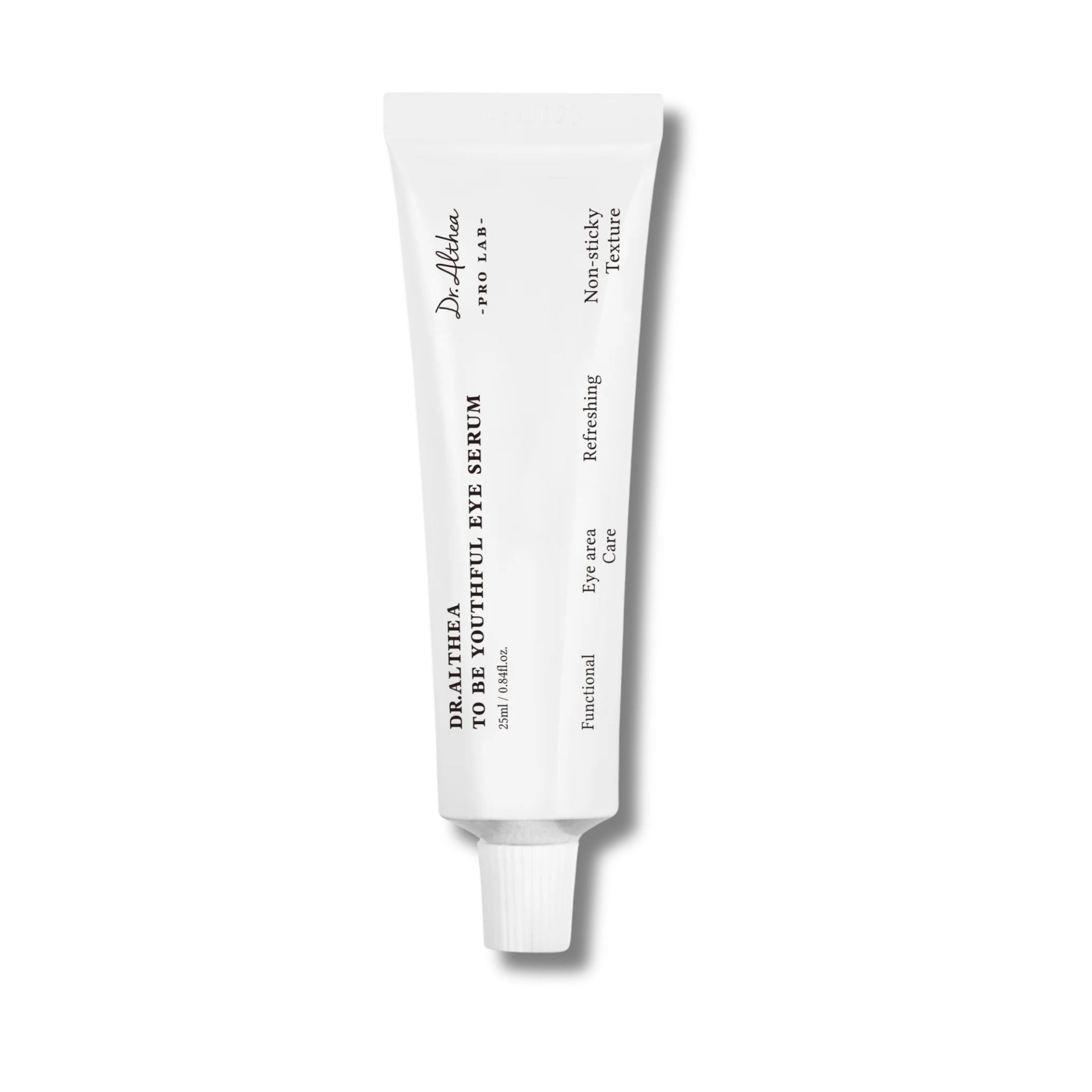 White tube of Dr. Althea eye serum on a white background