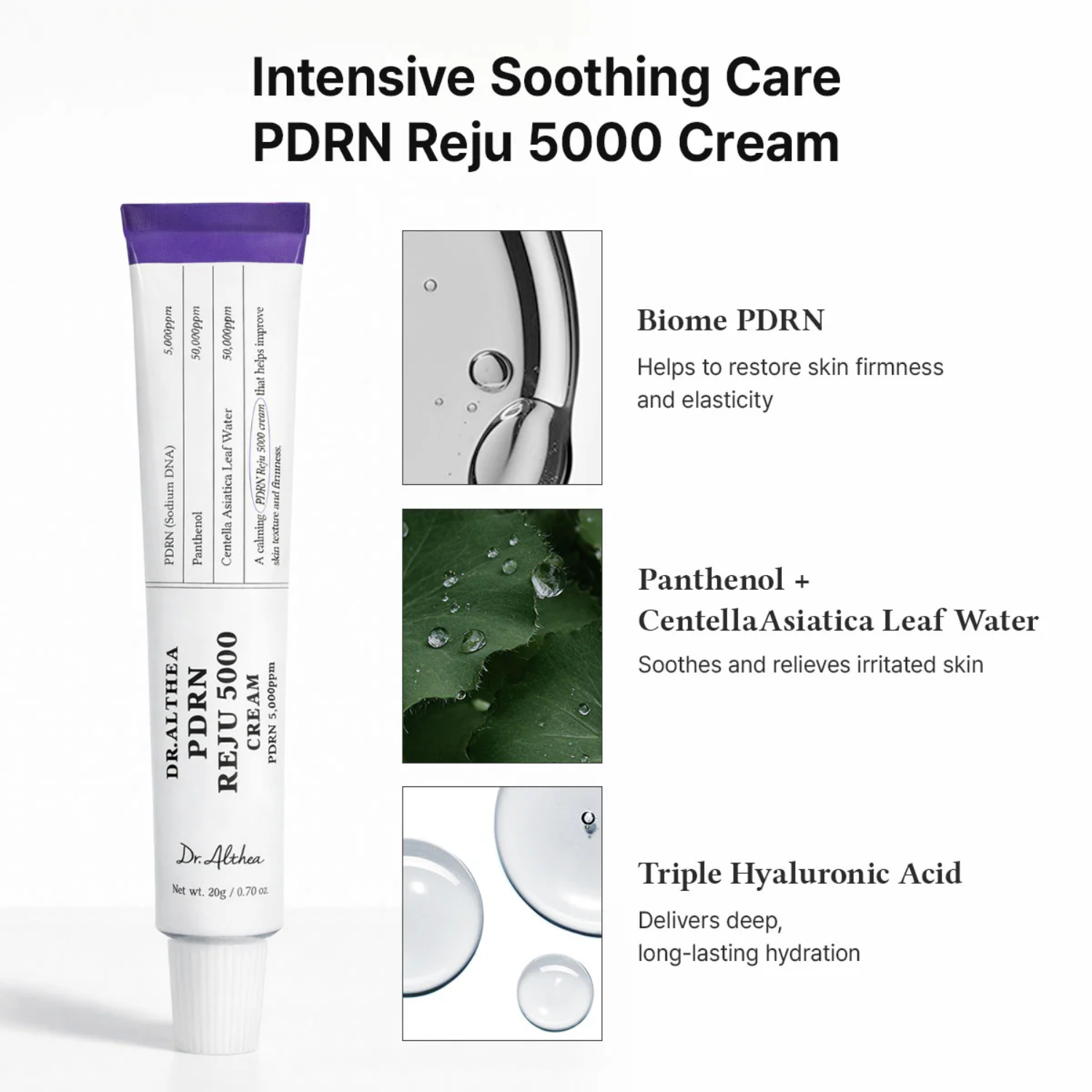 Dr. Althea PDRN Reju 5000 Cream with product details on a white background