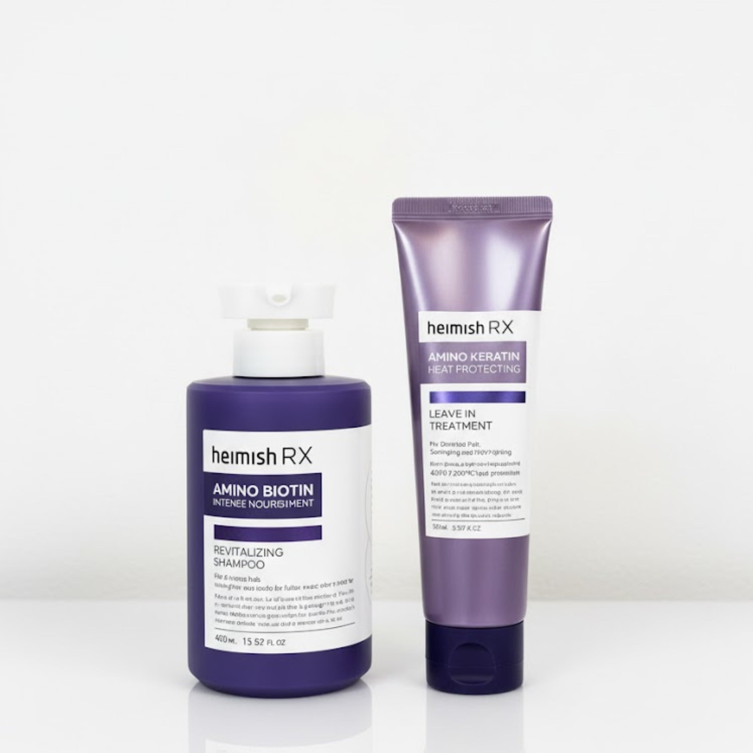 Heimish RX shampoo and leave-in treatment on a white background