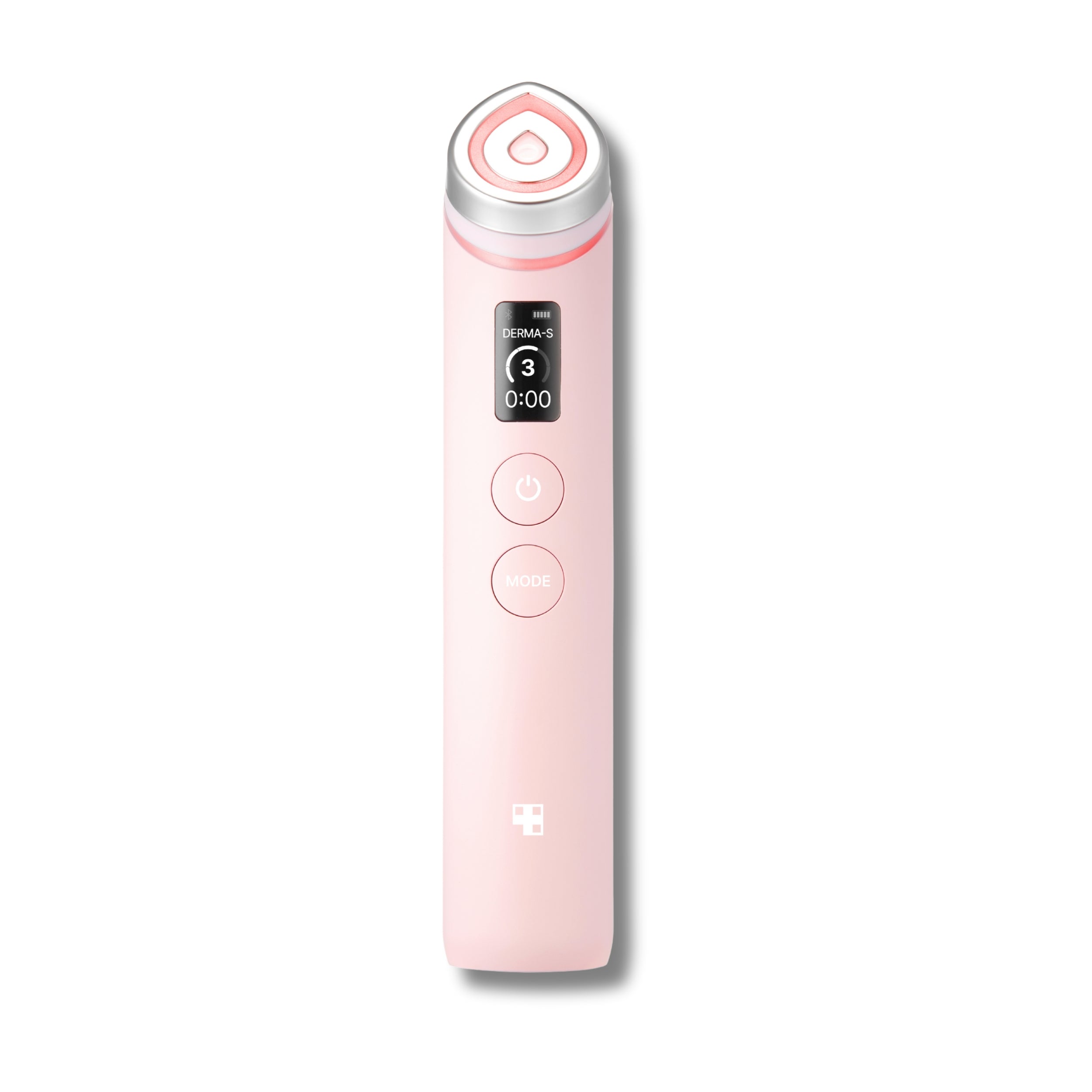 Pink electronic device with control buttons on a white background