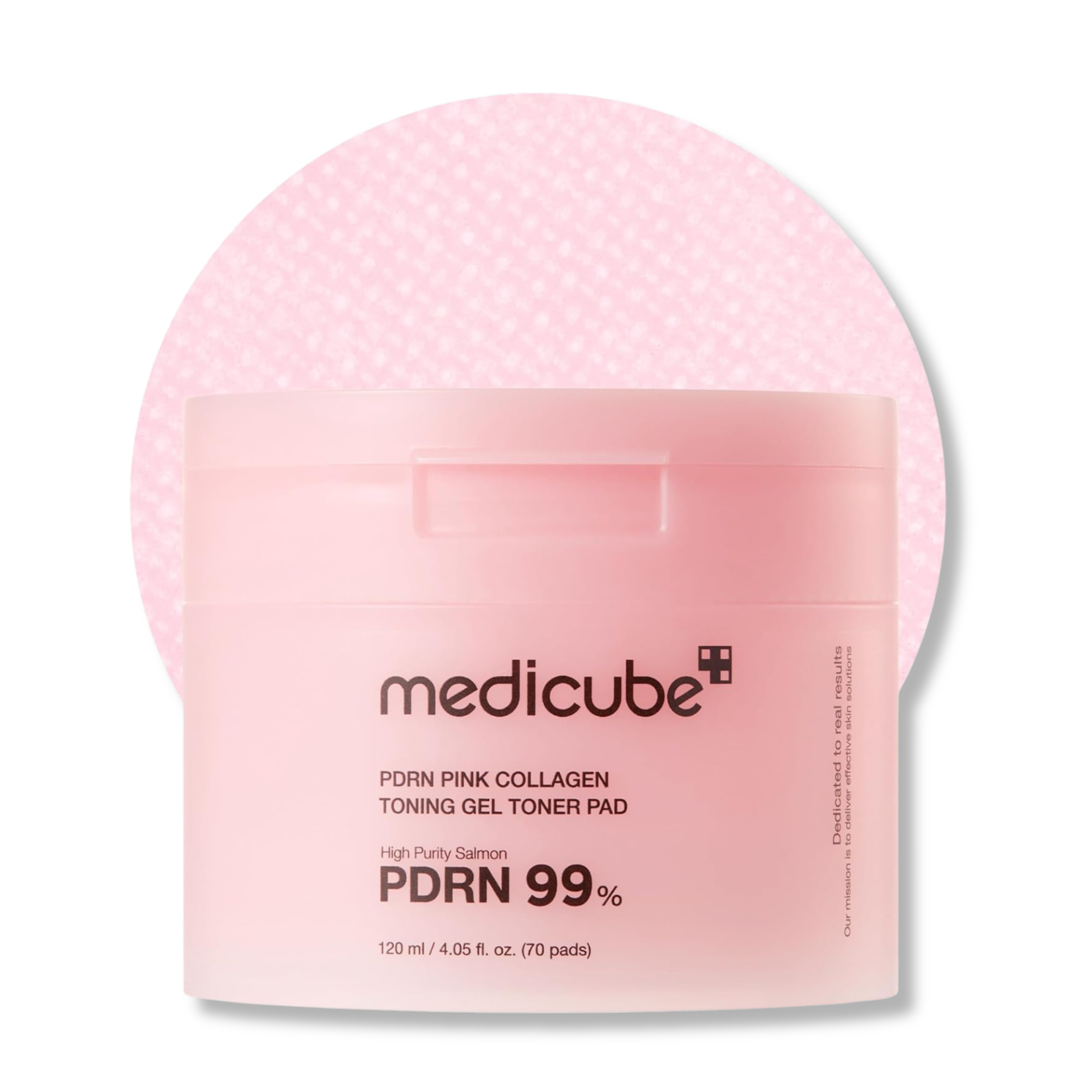 Pink collagen toning gel toner pad with Medicube branding on a white background