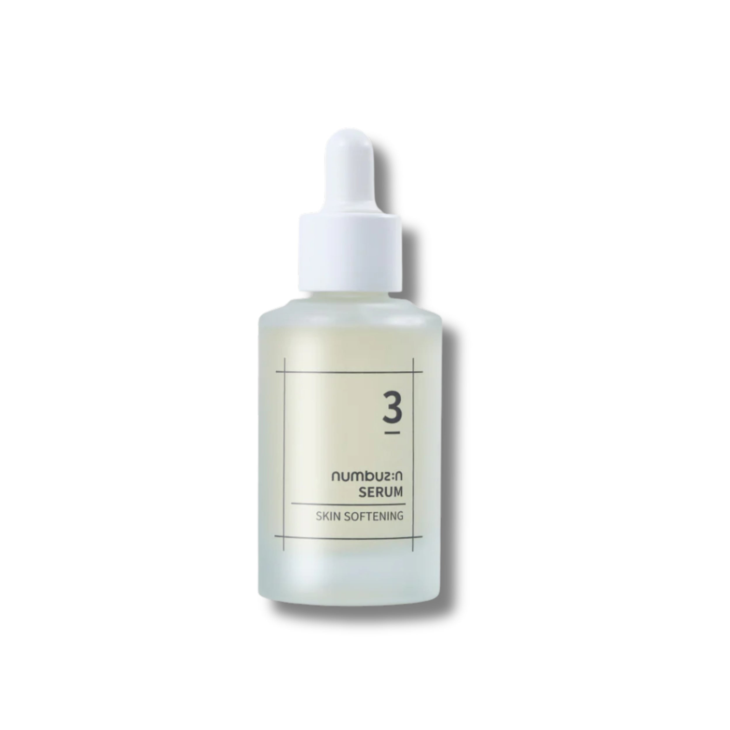 Skincare serum bottle with dropper on a white background