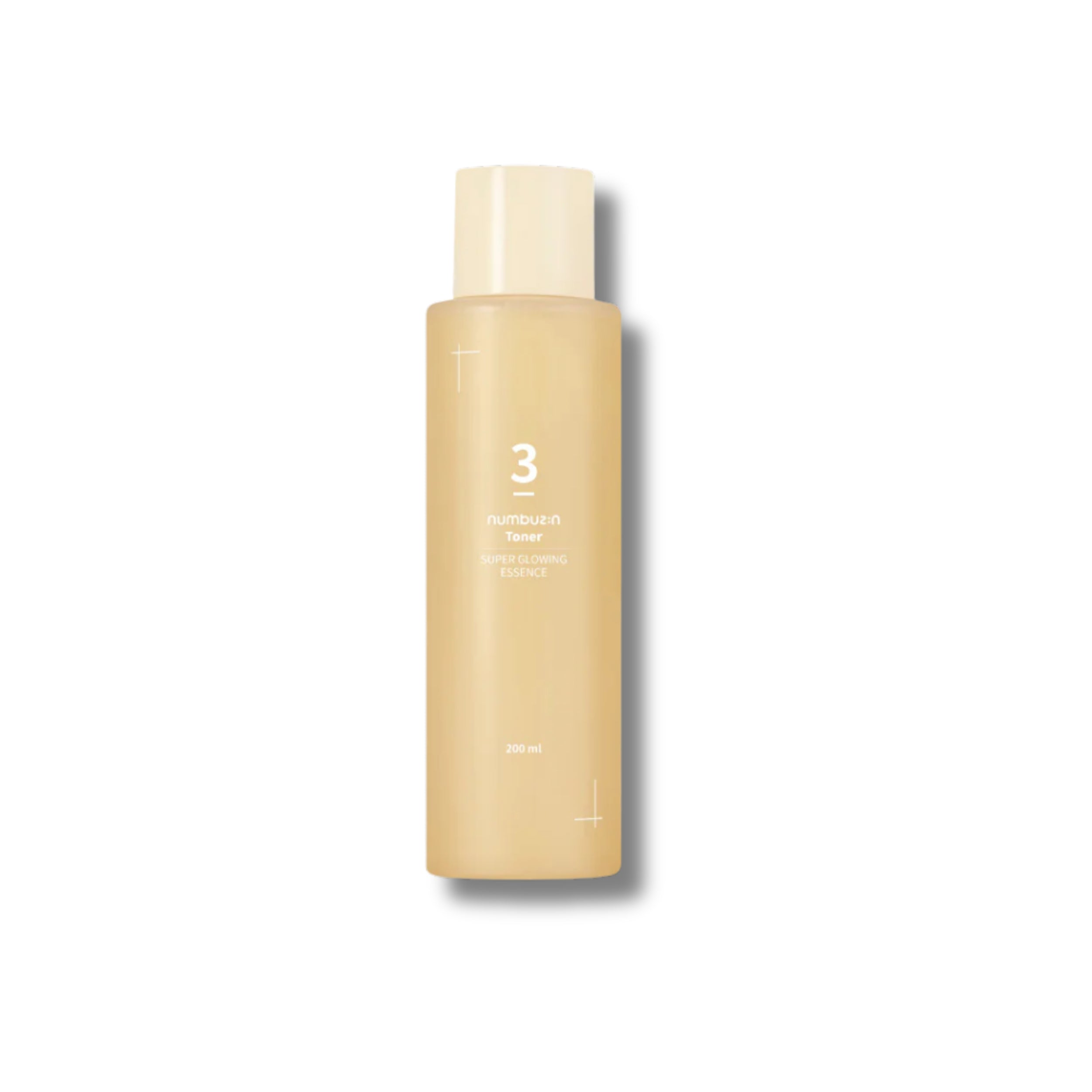 Beige bottle with a white cap on a white background