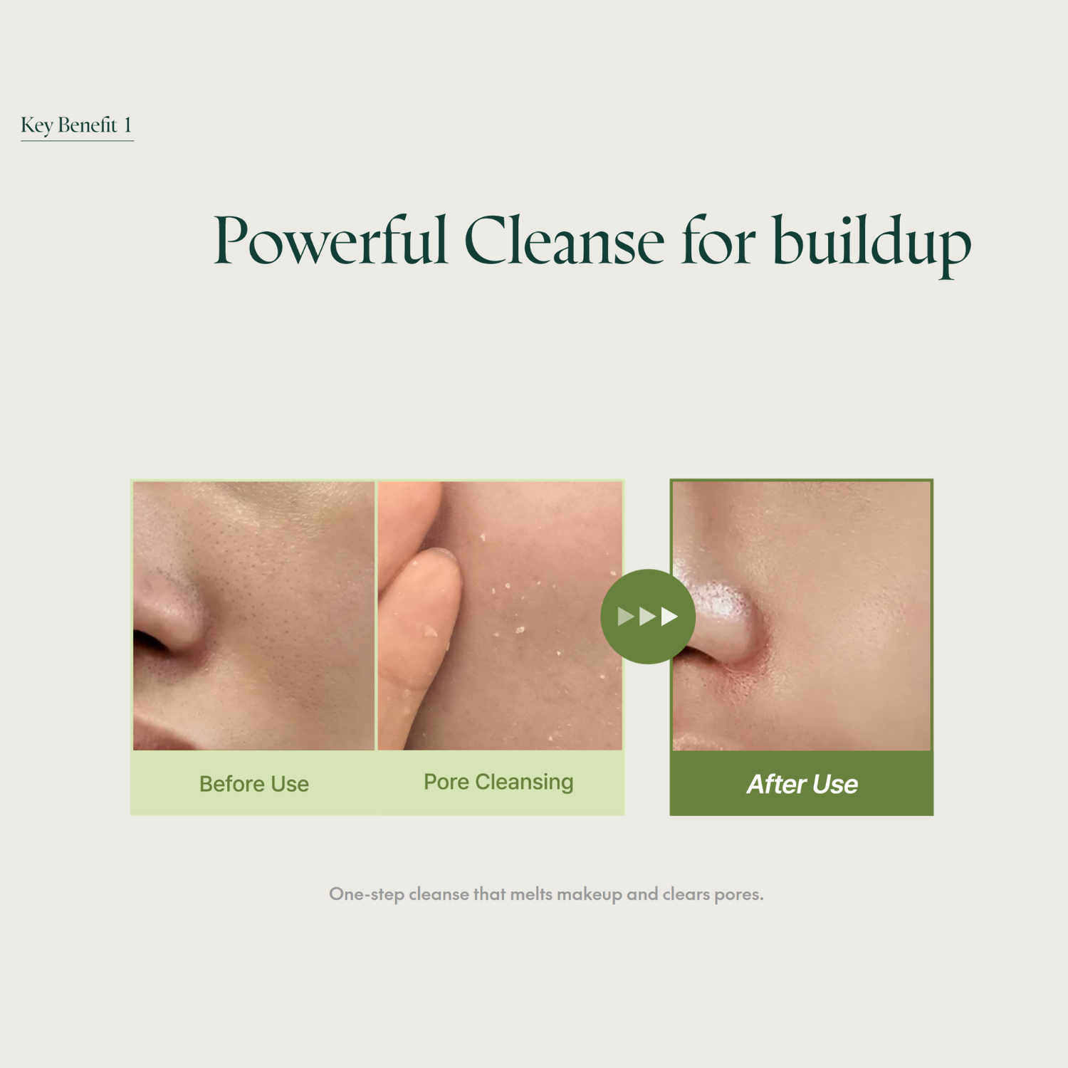 images of before use, pore cleansing and after use of purito seoul renewed cleansing oil