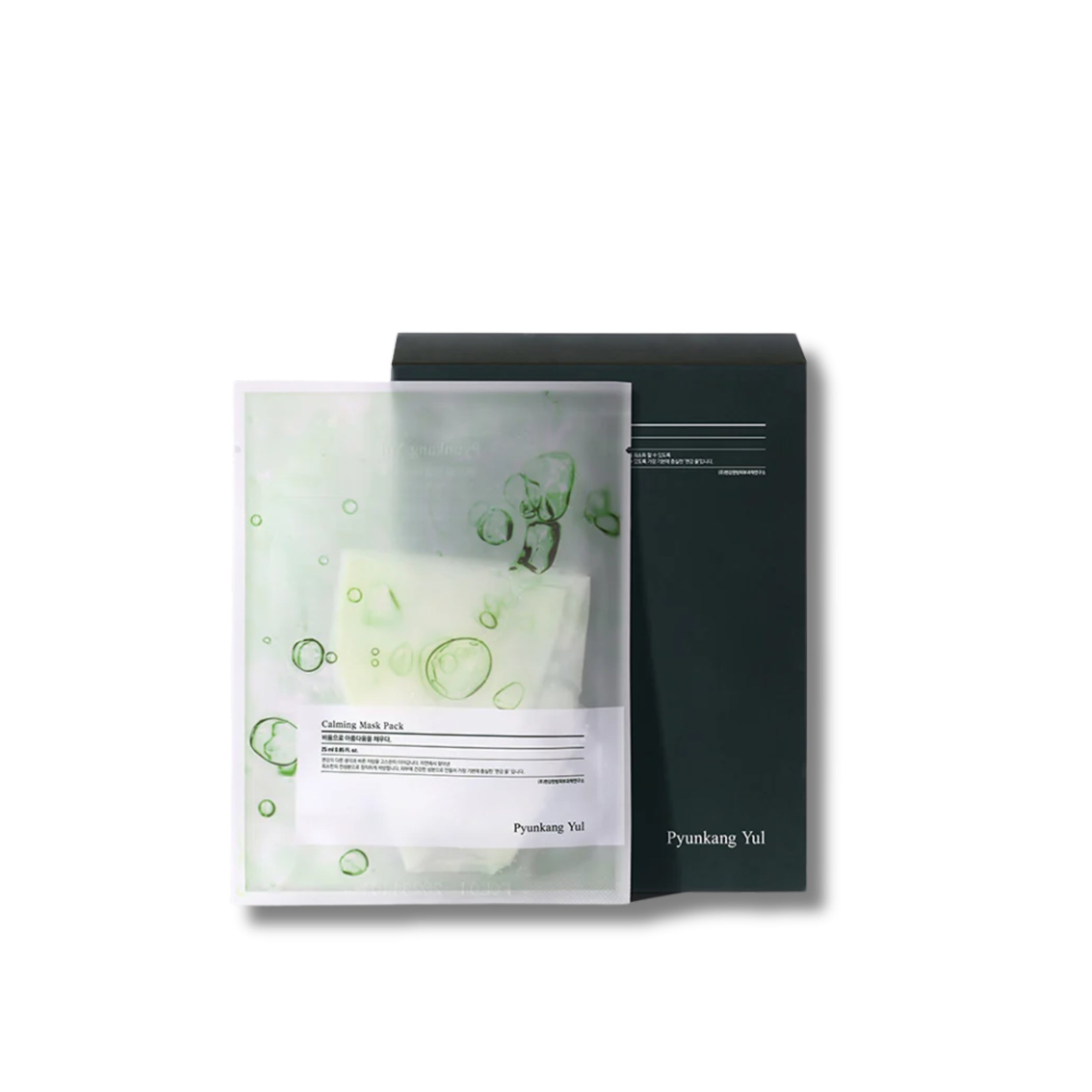 Pyunkang Yul cucumber mask pack with packaging on a white background