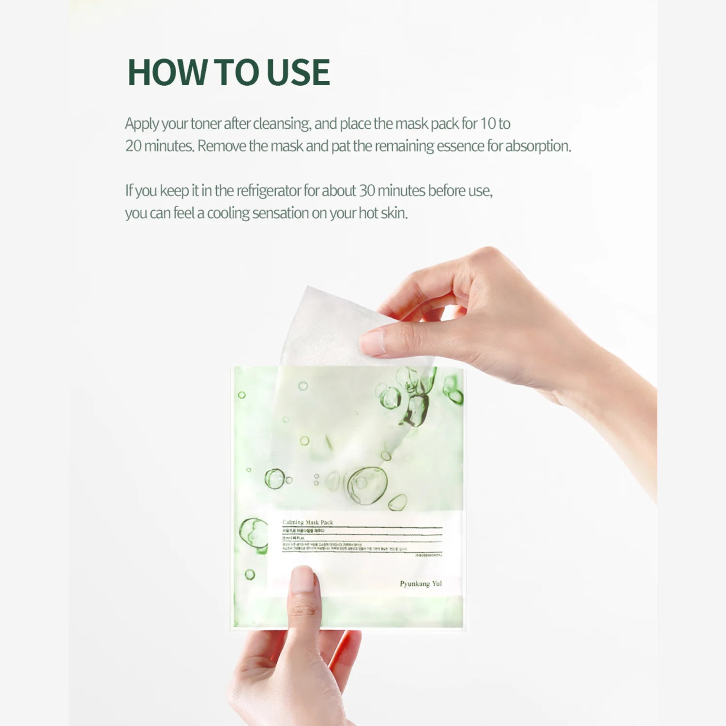 Sheet mask packaging with instructions on how to use it