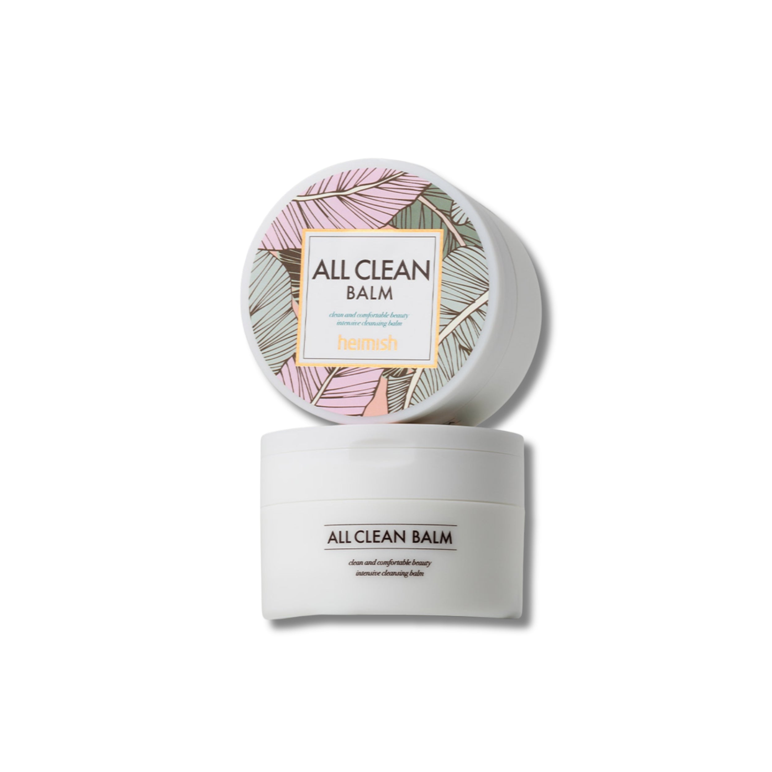Container of 'All Clean Balm' with decorative lid on a white background