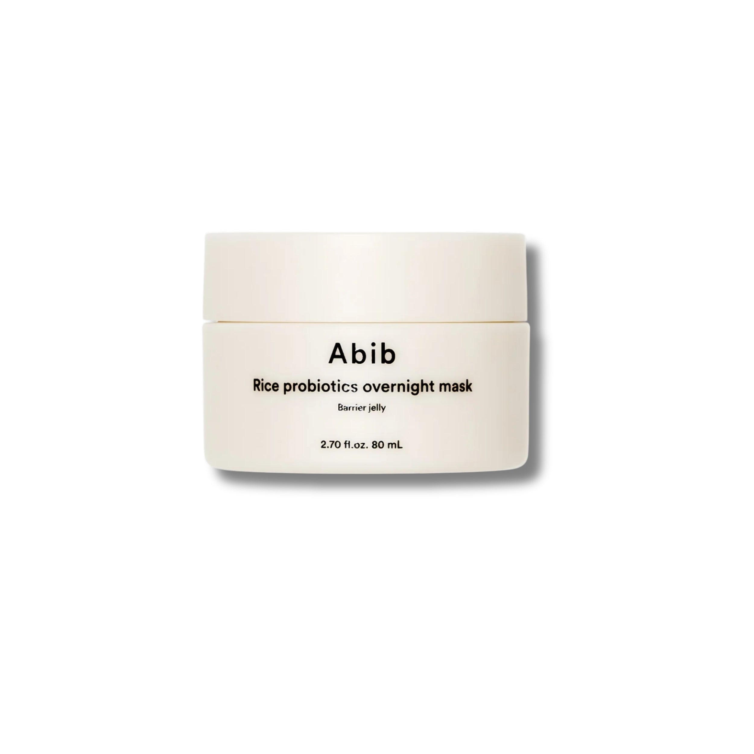 Abib rice probiotics overnight mask jar on a white background