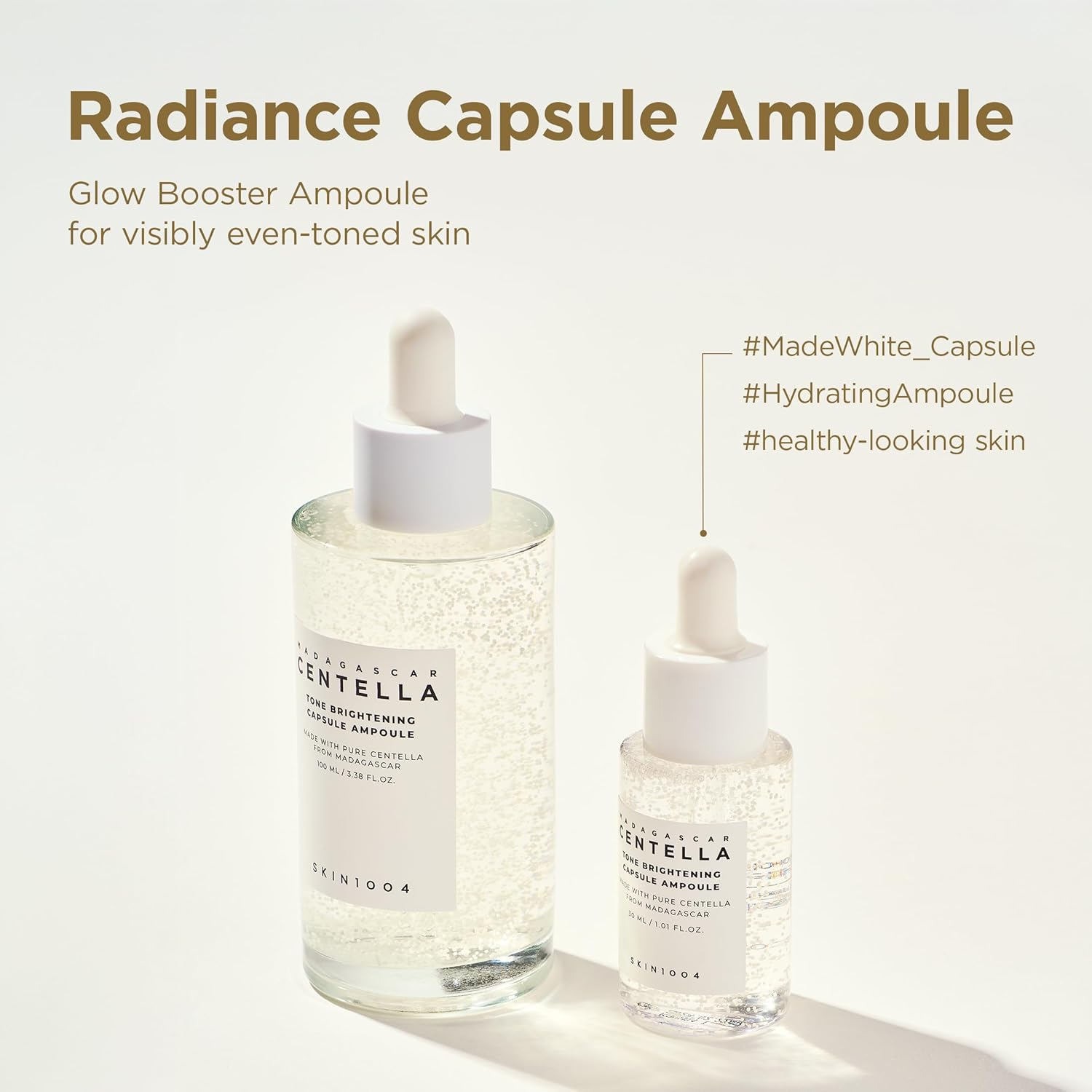 Radiance Capsule Ampoule with dropper bottles on a light background