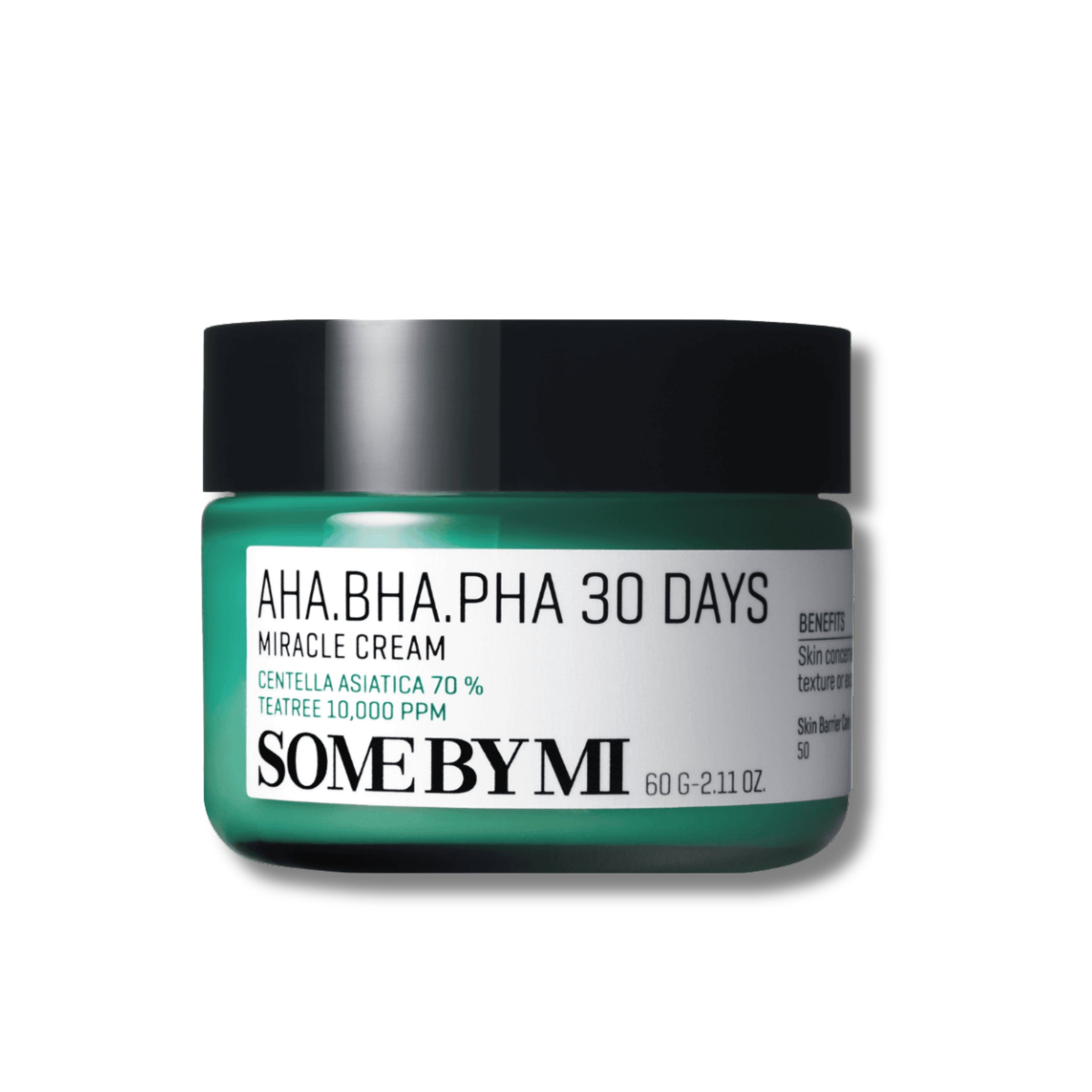 Skincare cream jar labeled 'Some by Mi AHA BHA PHA 30 Days' on a white background