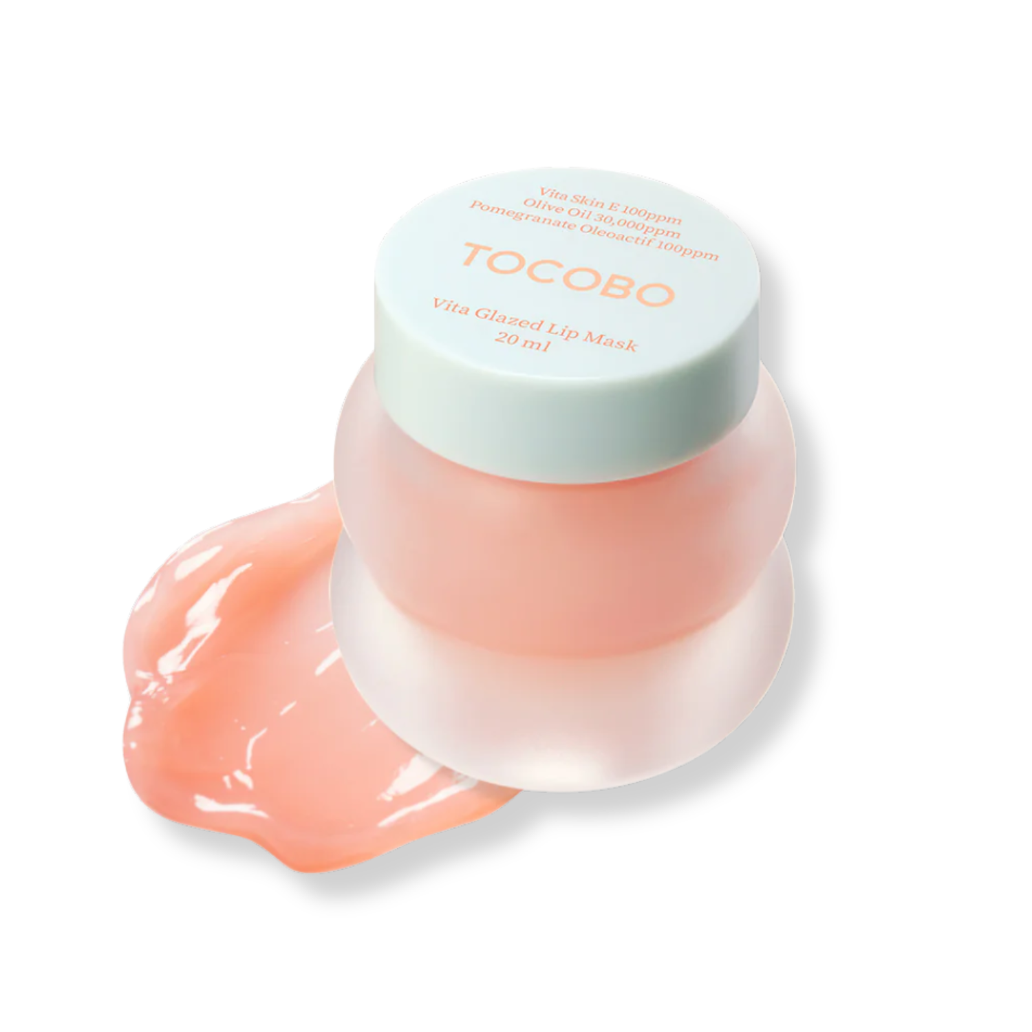 Tocobo lip mask with a light pink gel-like substance on a white background