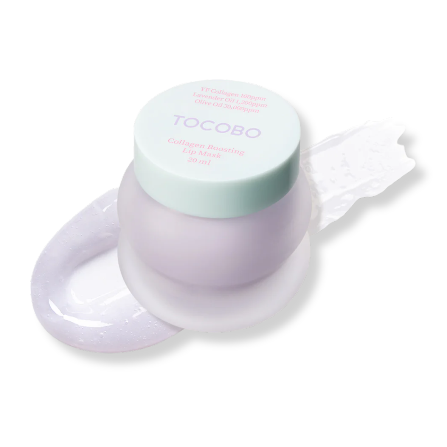 Tocobo skincare product with a light purple jar and green cap on a white background