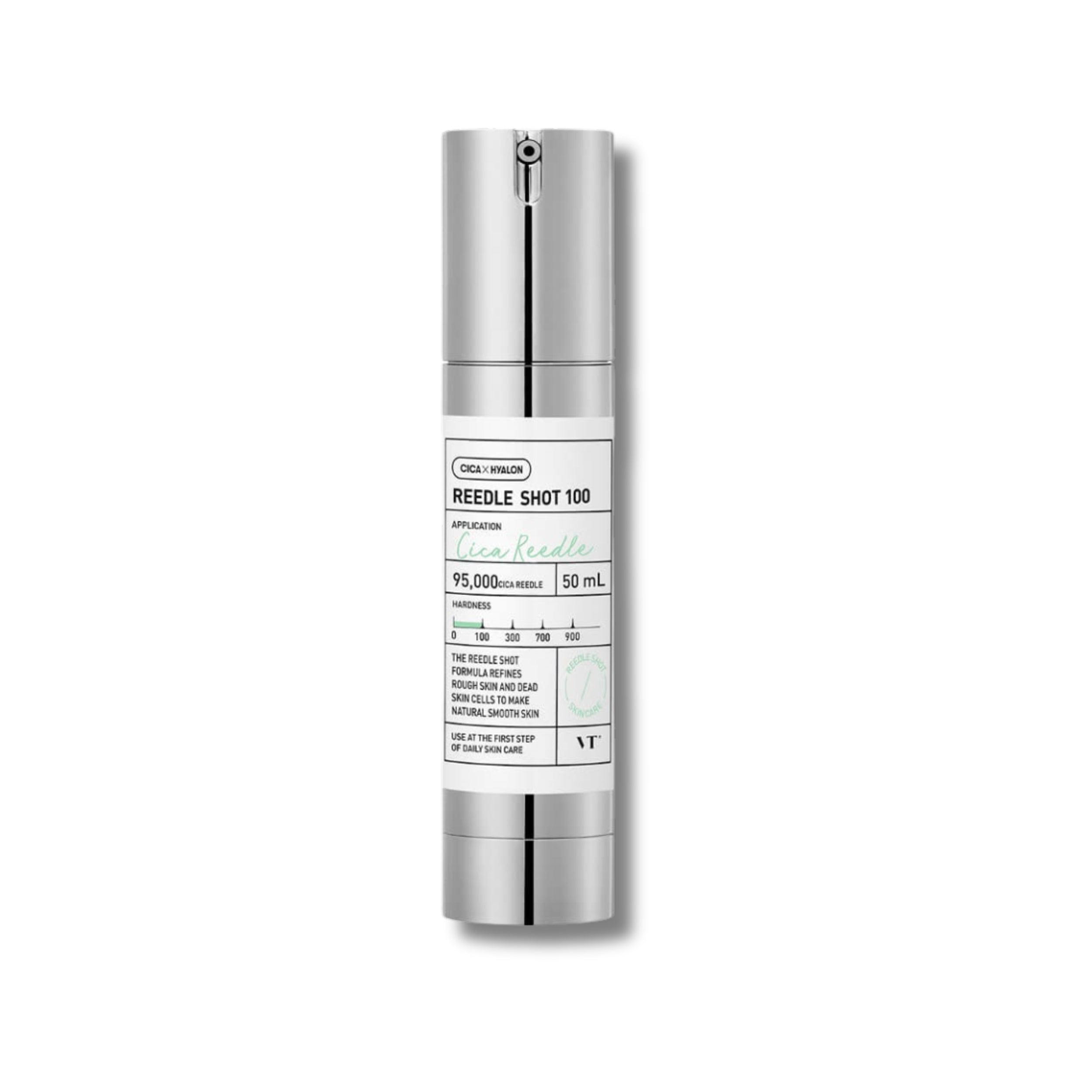 Skincare serum bottle with label on a white background