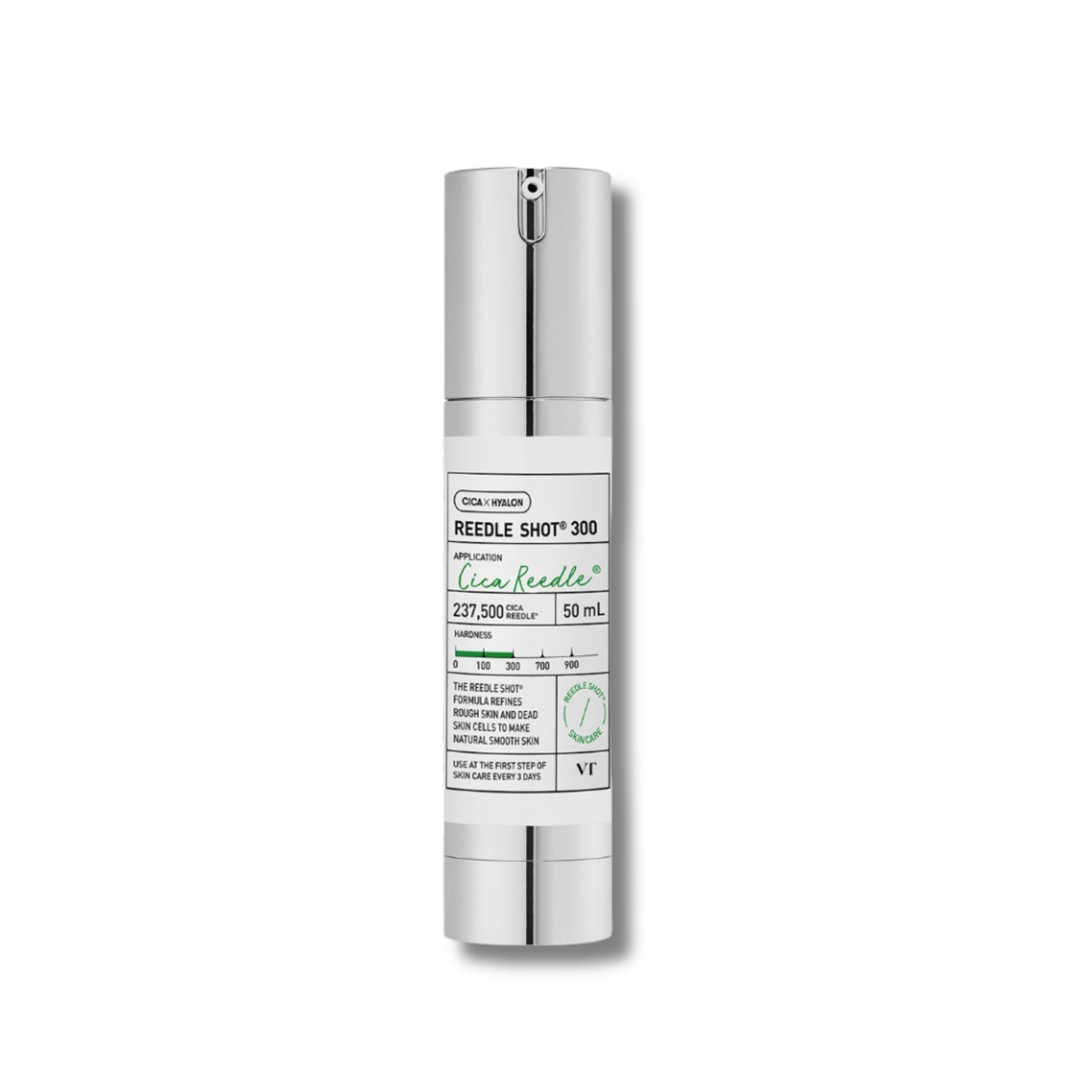 Skincare serum bottle with visible branding on a white background